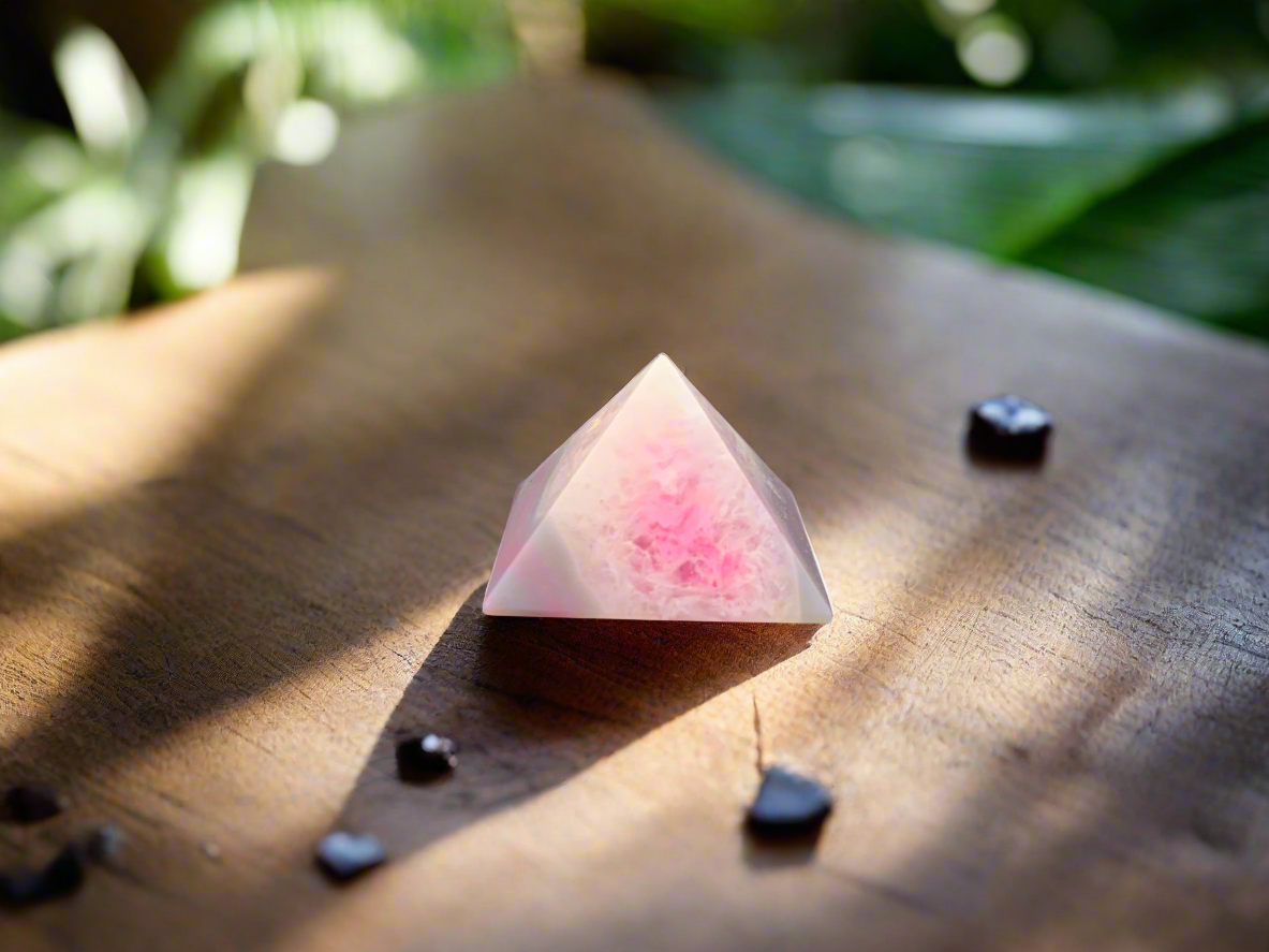 
Enhance your overall well-being and elevate your home decor with our Agate Pink Pyramid. Made of Pink Agate, known for its healing properties, this pyramid is a must-have for promoting health and wellness in your space. Add it to your collection of natural stones for a stylish and beneficial touch.