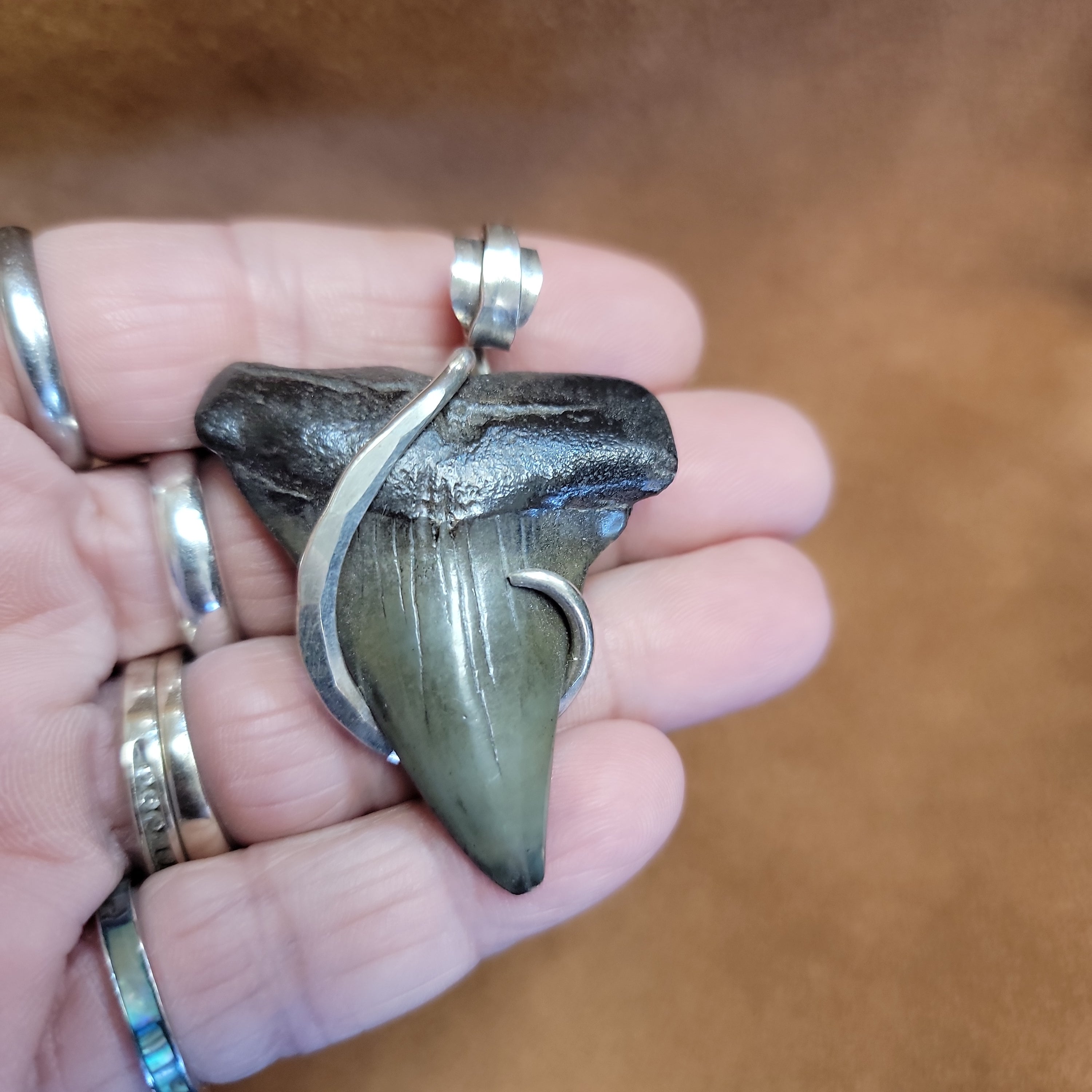 Great White Shark Pendent Sterling Silver Wrap