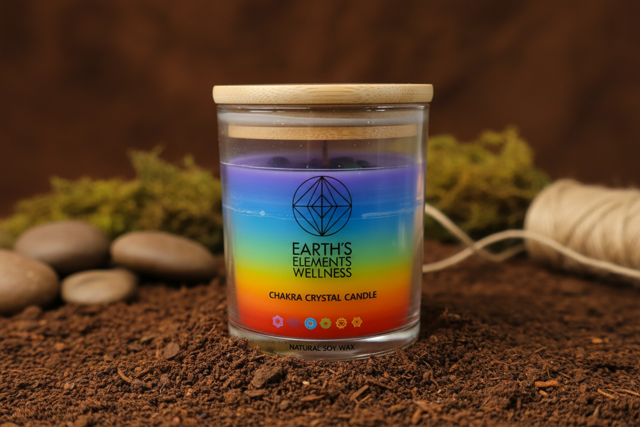 Earth Elements Wellness Chakra Crystal Candle