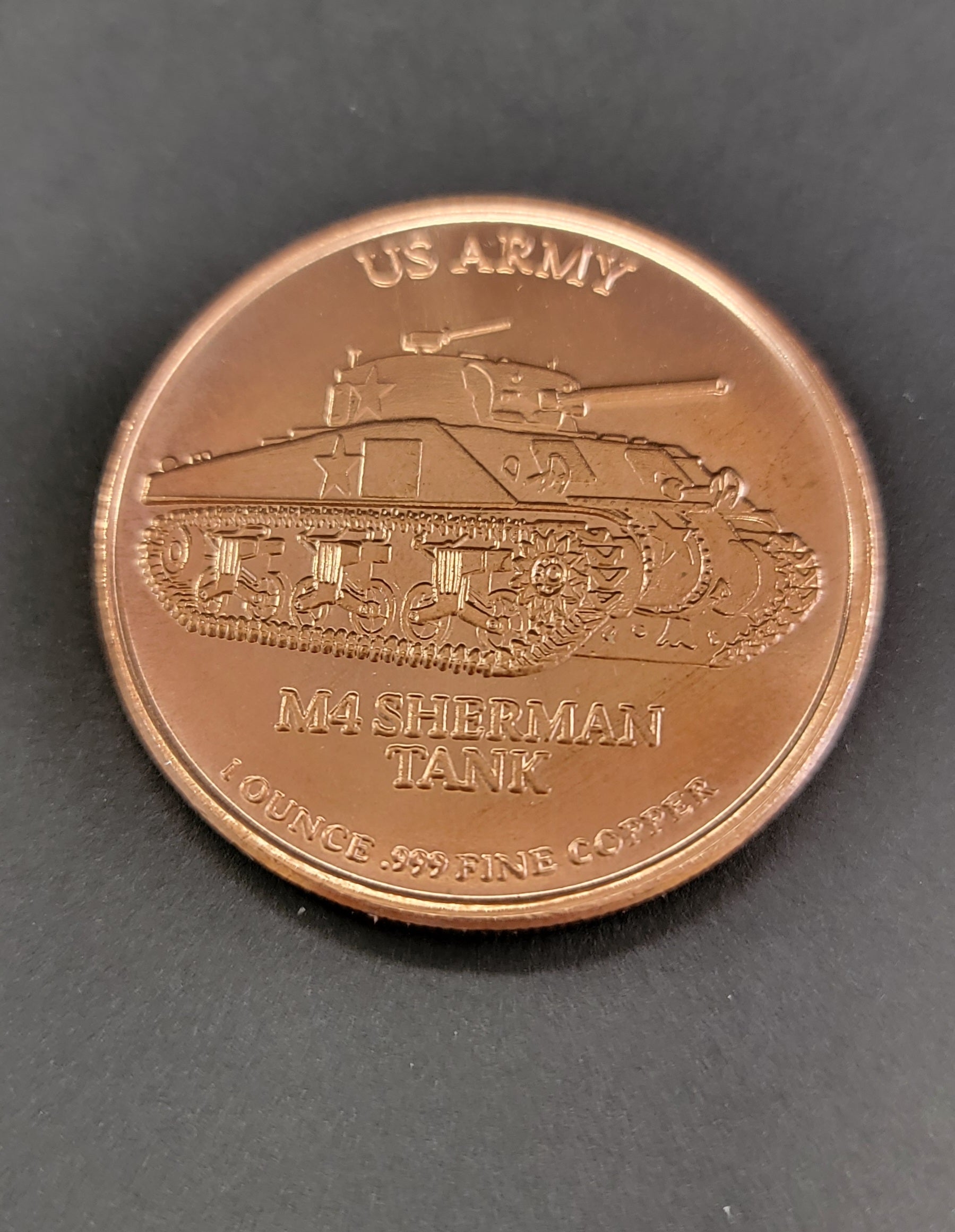 Copper Coin M4 Sherman Tank .999 copper