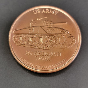 Copper Coin M4 Sherman Tank .999 copper