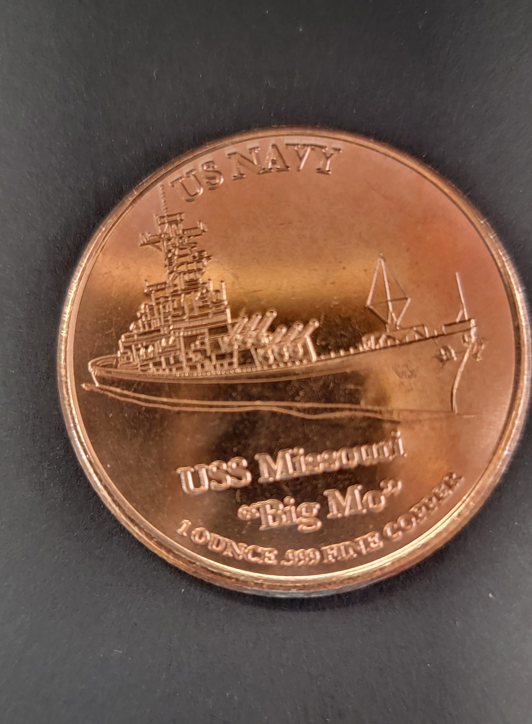 Copper Coin USS Missouri * Big Mo* .999 copper