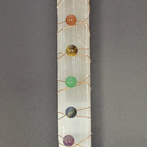 Selenite Bar Chakra 8mm beads