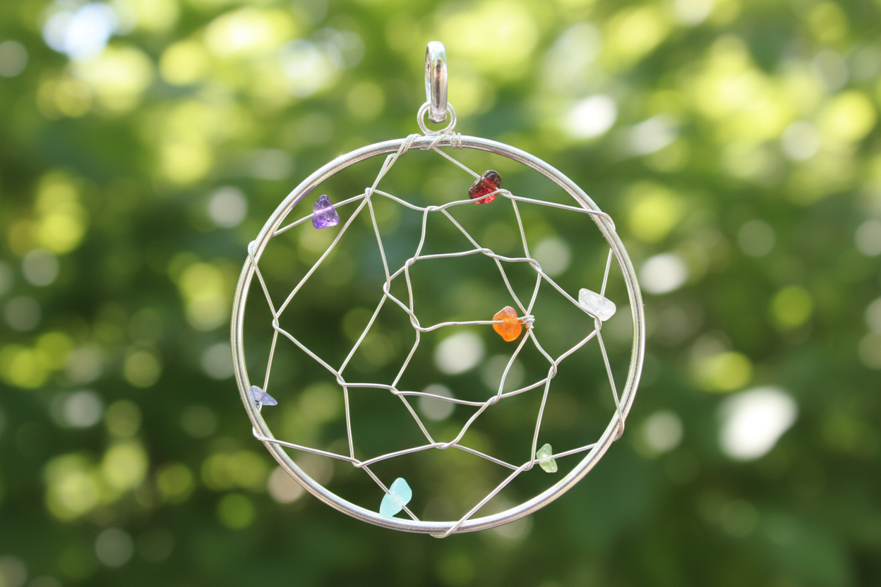 Dream Catcher Pendent Large Silver Color