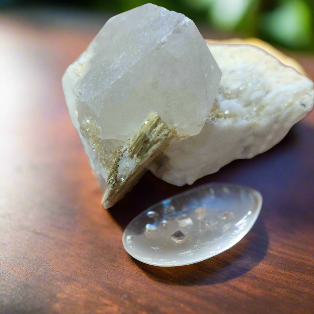 As a perfect combination of crystal and mica, our speciman offers a unique visual display for geological enthusiasts. This natural formation is composed of vibrant crystals and shimmering mica, providing an educational opportunity for studying their properties and formations.