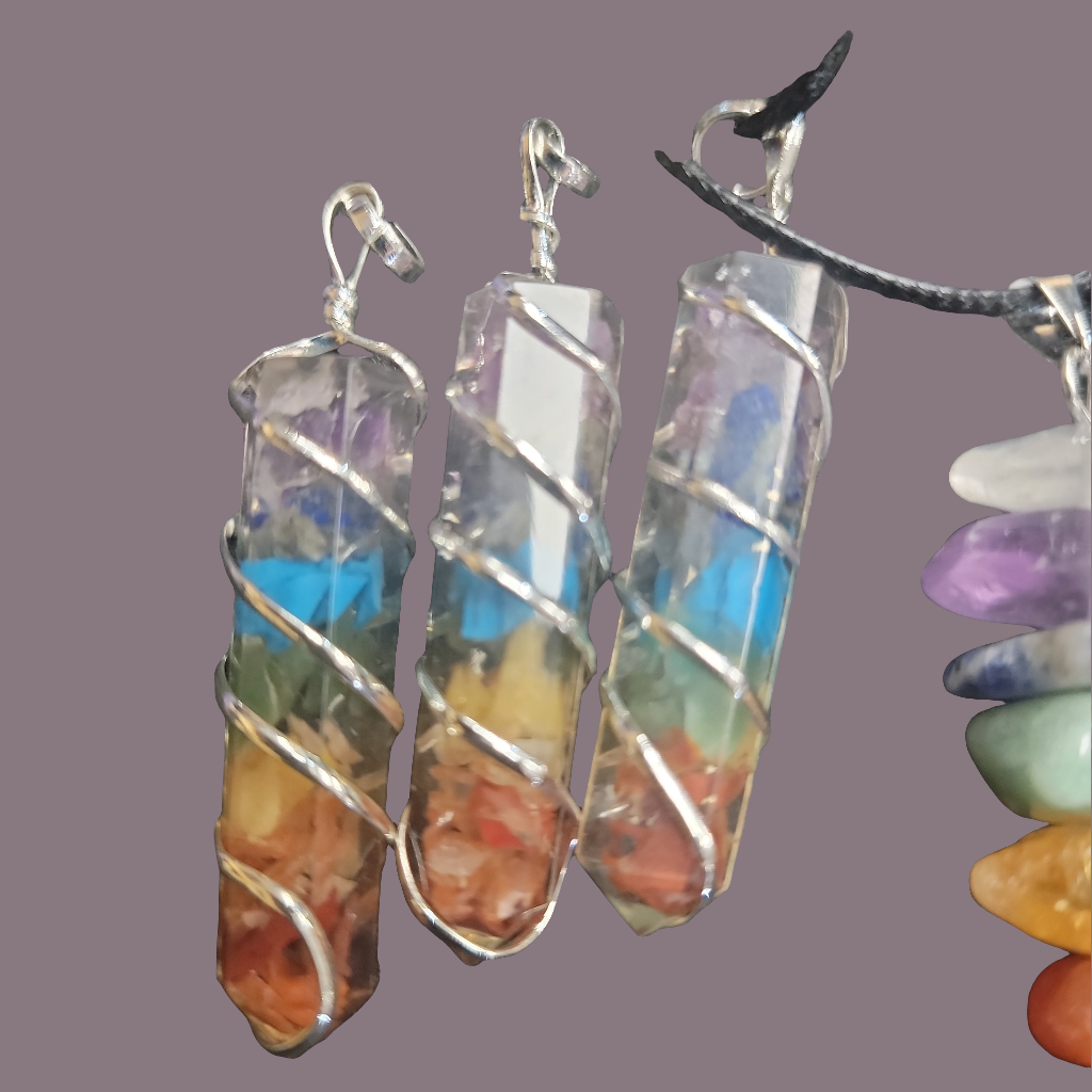 Enhance your spiritual wellness with our Wire Wrapped Chakra Necklace. Handcrafted with precision, this necklace features a stunning wire-wrapped design and a durable chord. Perfect for everyday wear, this necklace will help align and balance your chakras, promoting overall well-being.