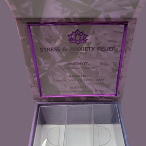 Experience a sense of calm with our Stress and Anxiety Relief. Crafted with Rose Quartz, Rhodonite, and Unakite, this product offers natural remedies to reduce stress levels and promote relaxation. Let the healing properties of these stones help ease your mind and body.