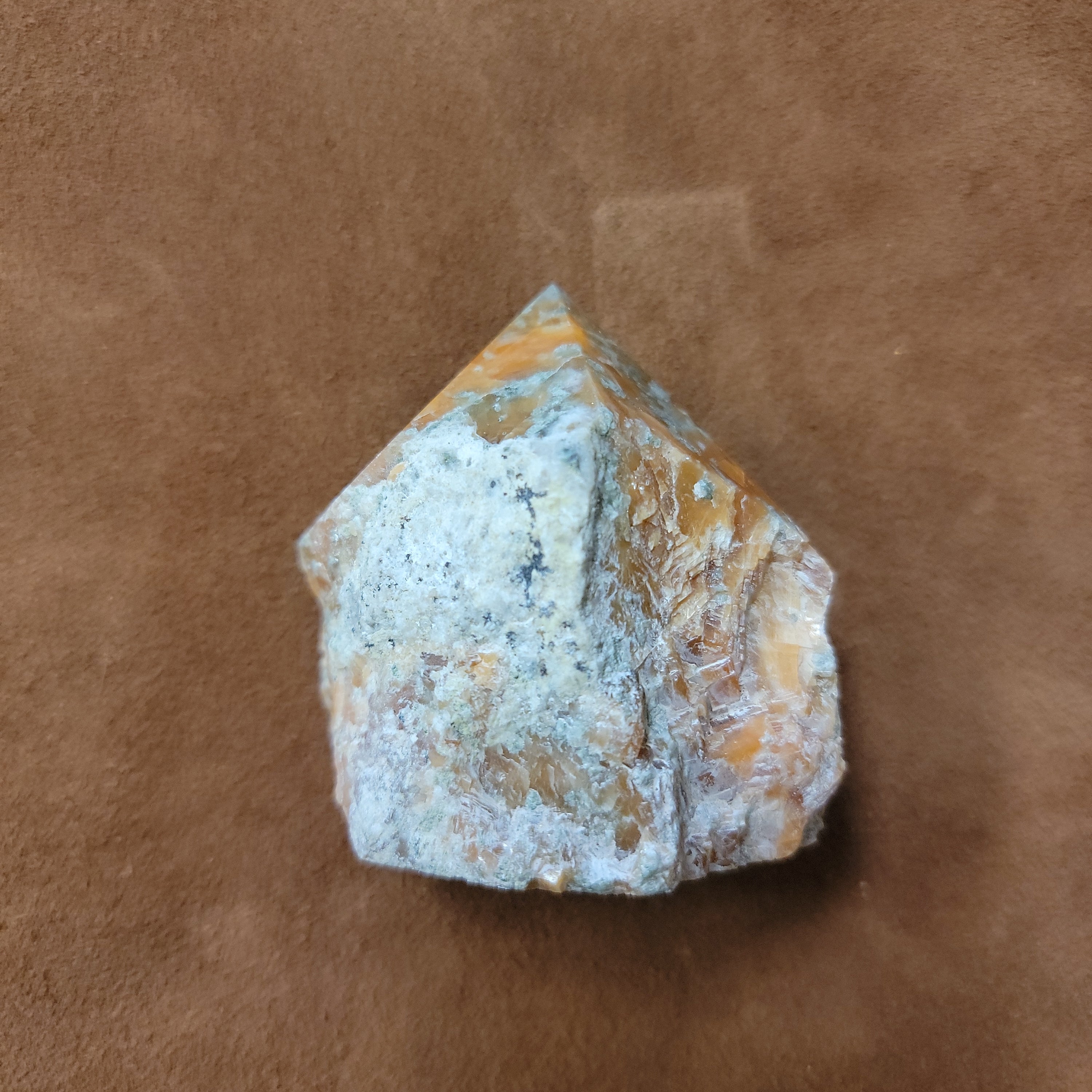 Orange and Green Calcite Polished