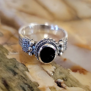Sterling Silver Ring wit Black Agate size 9