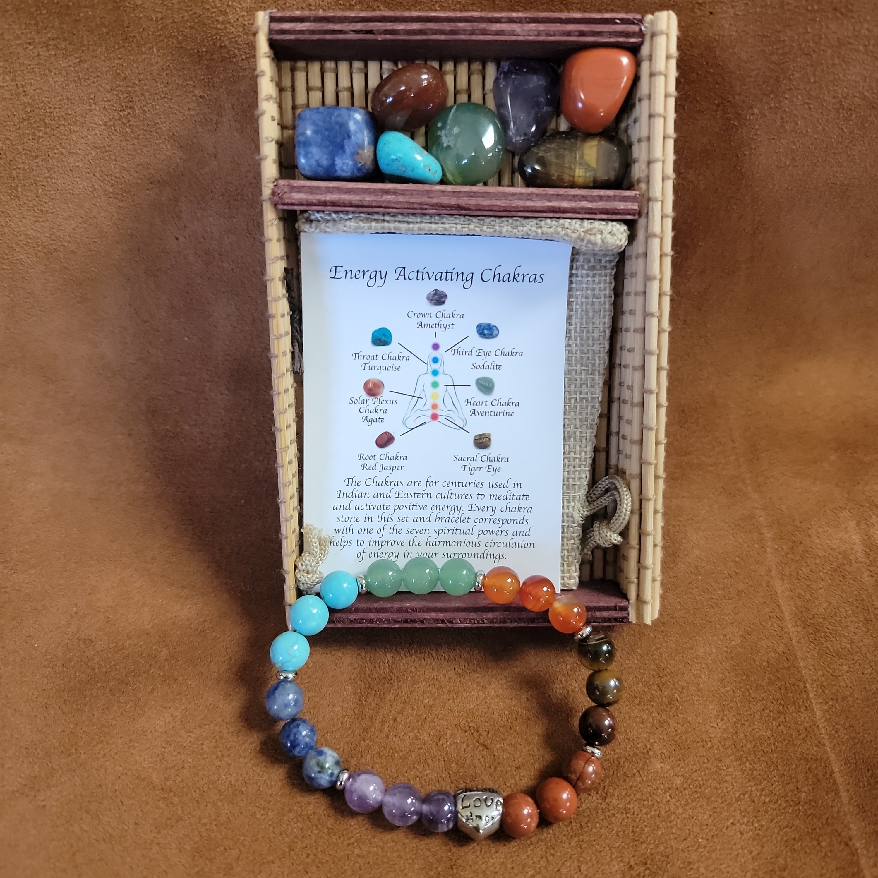 Chakra Bravelet with Stones and Case