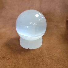 Selenite Sphere with selenite stamd