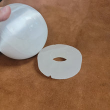 Selenite Sphere with selenite stamd