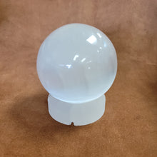 Selenite Sphere with selenite stamd
