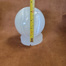Selenite Sphere with selenite stamd