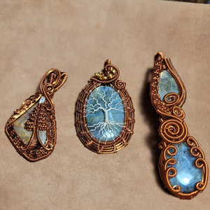 Wire Wrapped Copper Pendents