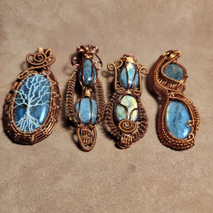 Wire Wrapped Handmade Pendents with Labradorite Stones