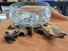 Handblown glass molted on teakwood Root