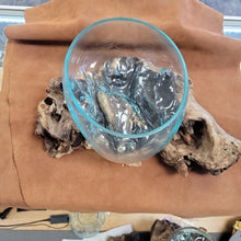 Handblown glass molted on teakwood Root