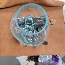 Handblown glass molted on teakwood Root