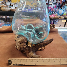 Handblown glass molted on teakwood Root