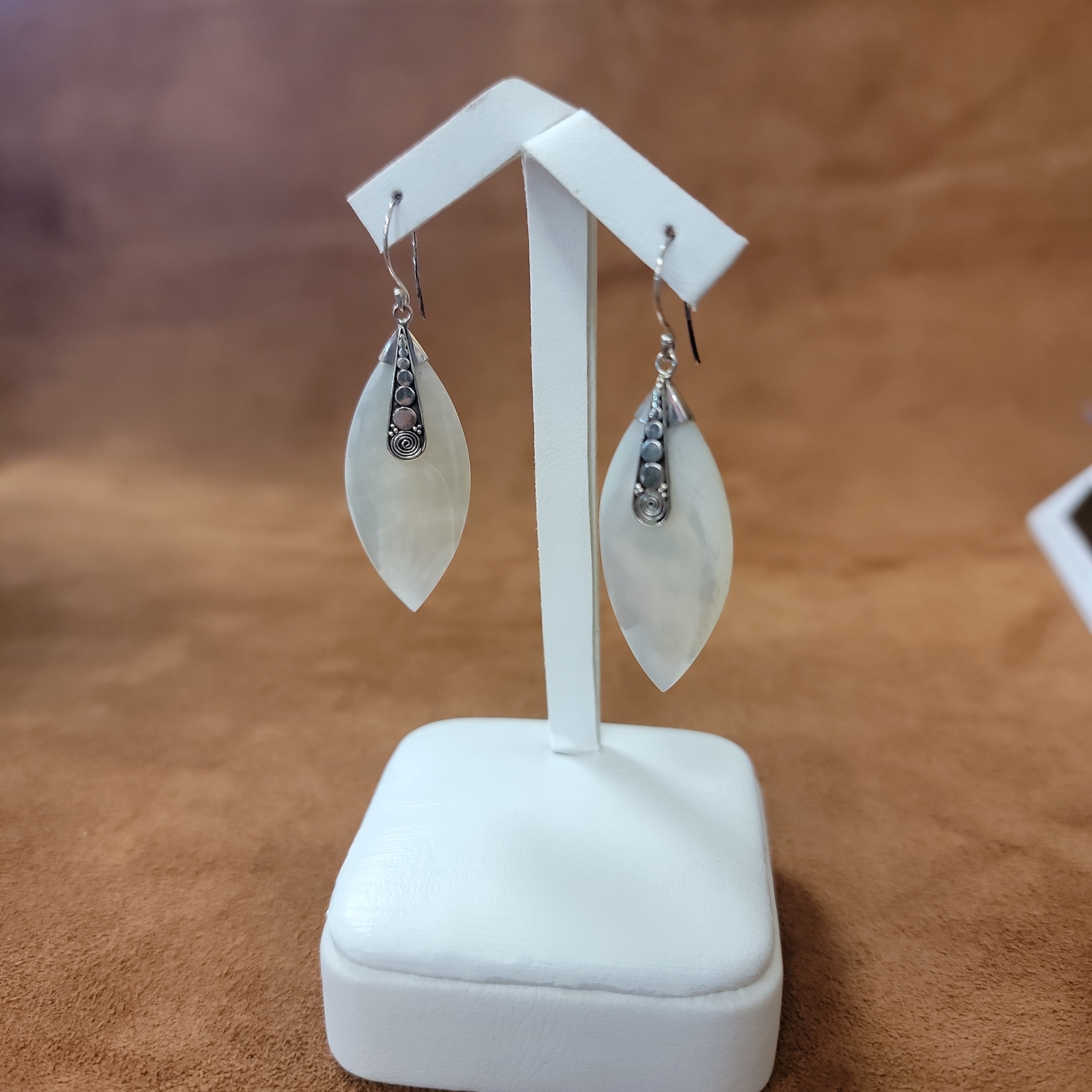 Vera Wolf Sterling Silver Earrings White Shell