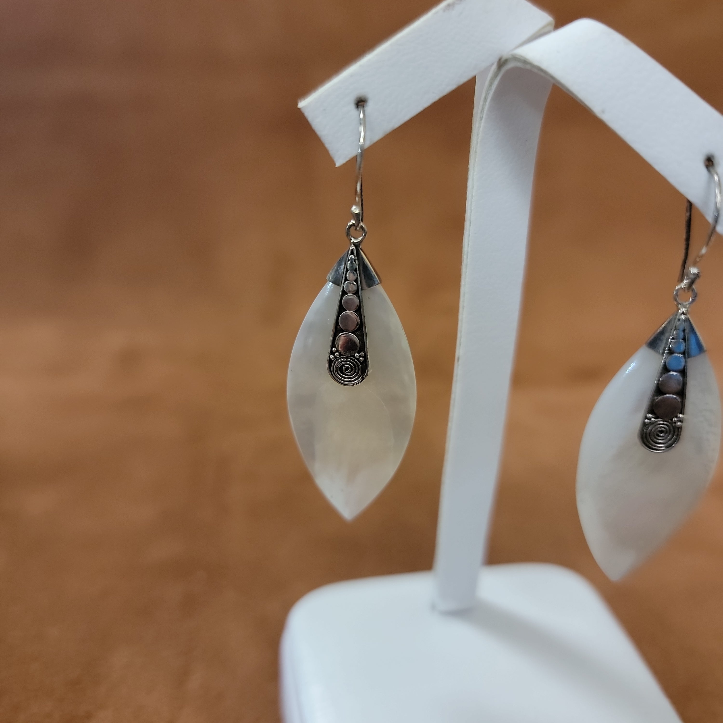 Vera Wolf Sterling Silver Earrings White Shell