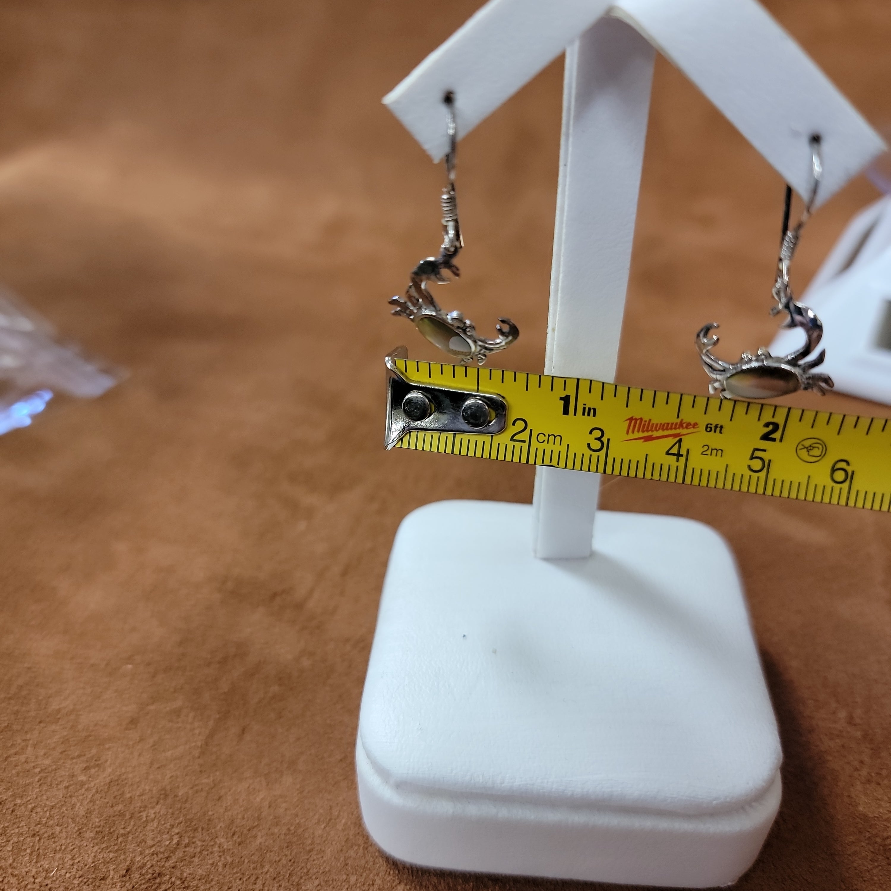 Vera Wolf Sterling Silver Earrings Crab with light Abalone