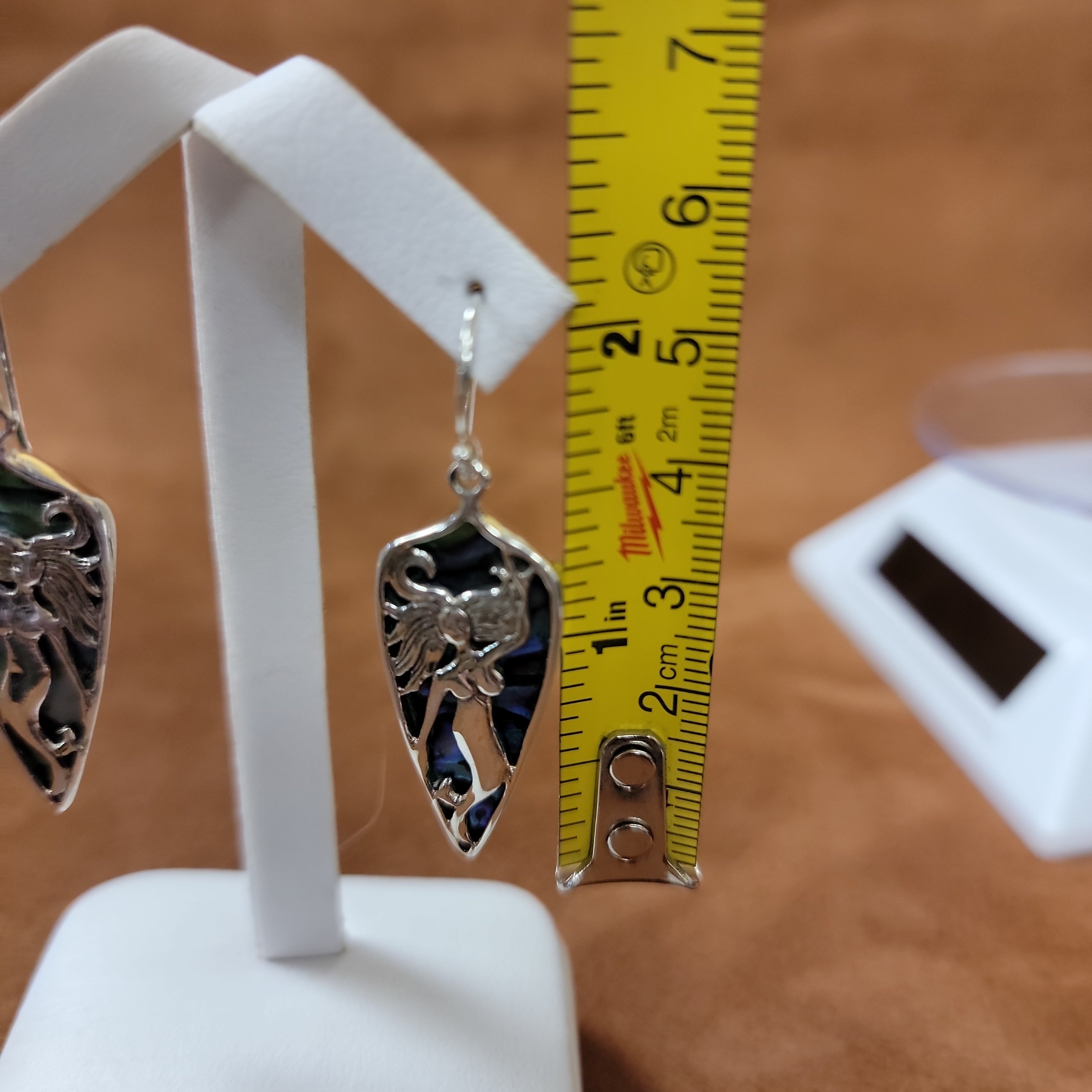 Vera Wolf Sterling Silver Earrings Metmaid on Abalone