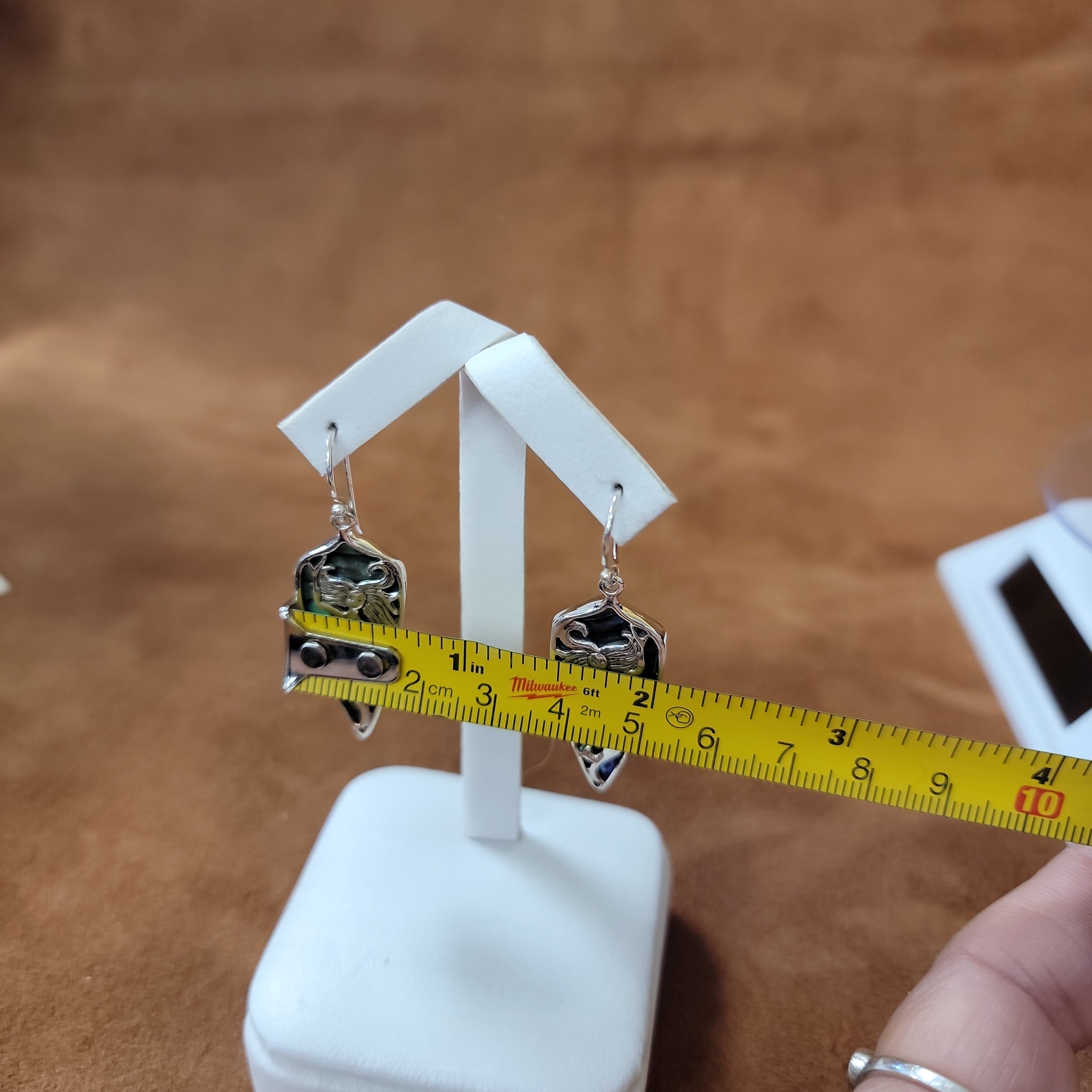 Vera Wolf Sterling Silver Earrings Metmaid on Abalone