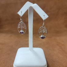 Vera Wolf Sterling Silver Earrings Tree of Life Amethyst gemstone