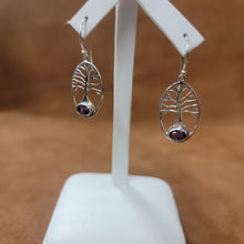 Vera Wolf Sterling Silver Earrings Tree of Life Amethyst gemstone