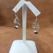 Vera Wolf Sterling Silver Earrings Tree of Life Amethyst gemstone