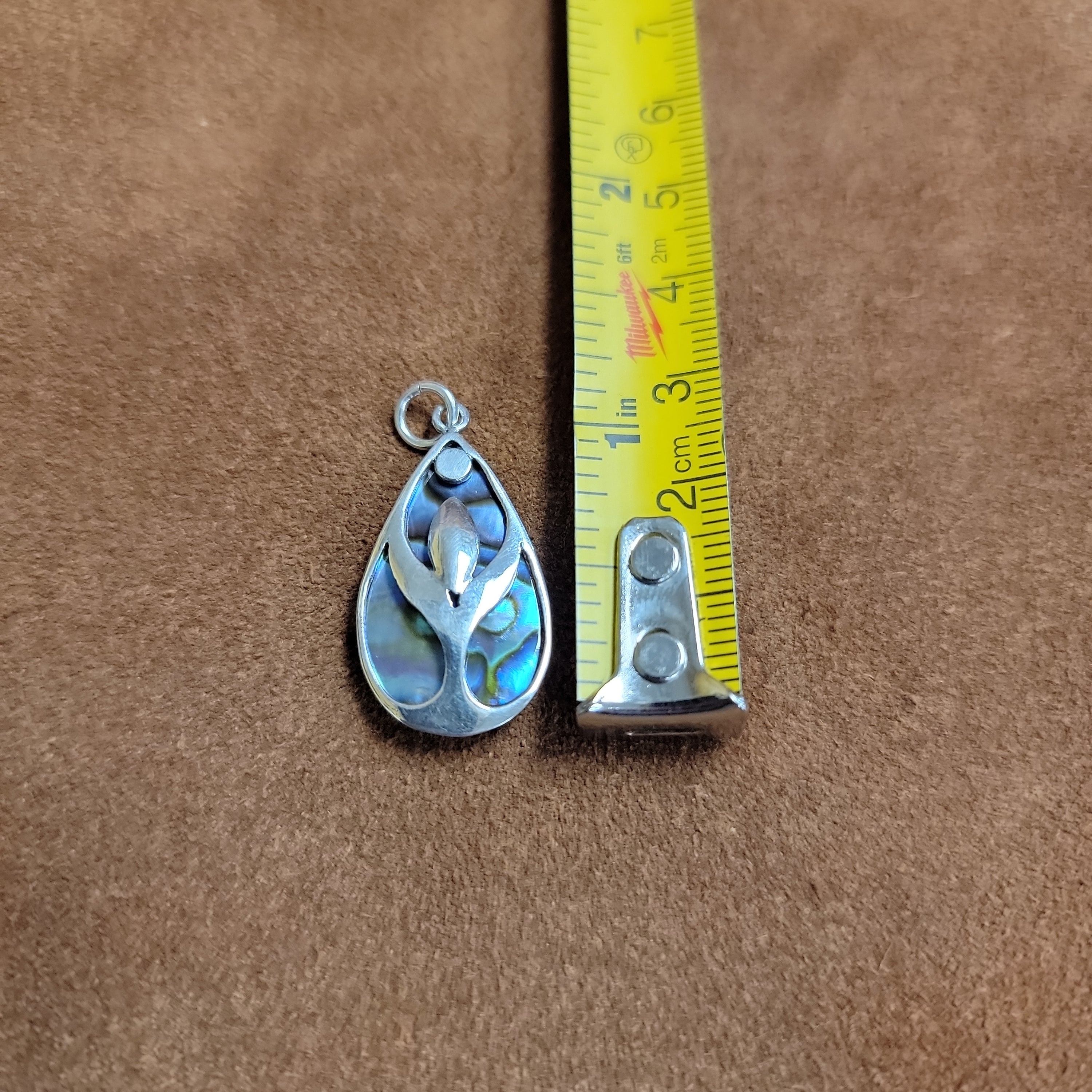 Vera Wolf Sterling Silver Pendent Abalone Lotus