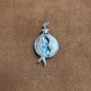 Vera Wolf Sterling Silver Pendent Abalone, Mermaid and Moon
