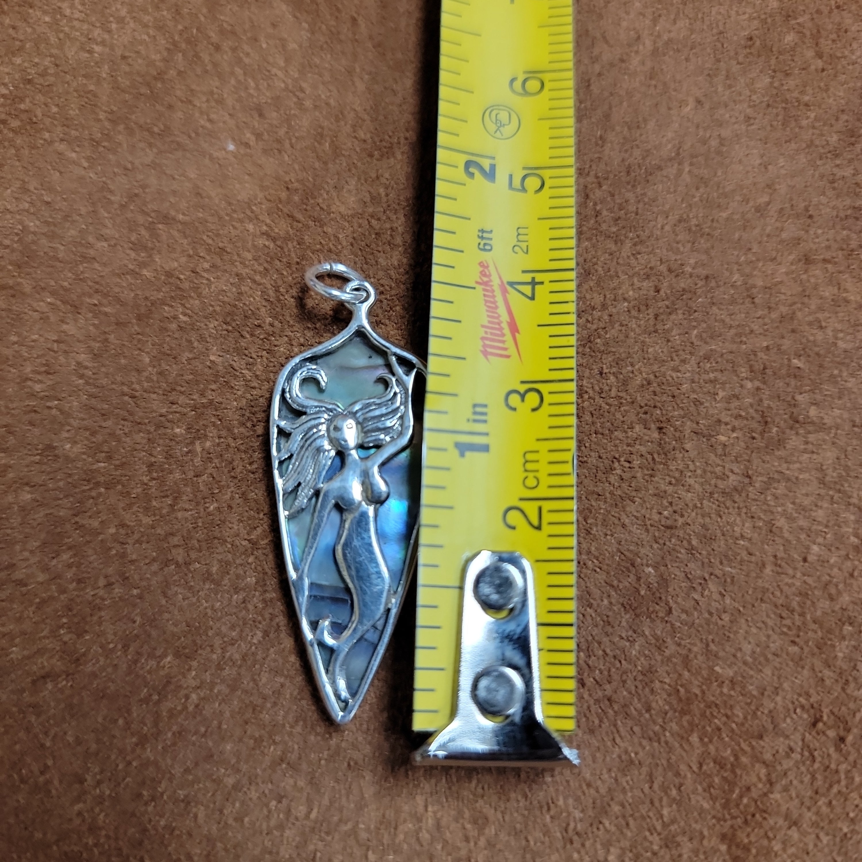 Vera Wolf Sterling Silver Pendent Abalone, Mermaid