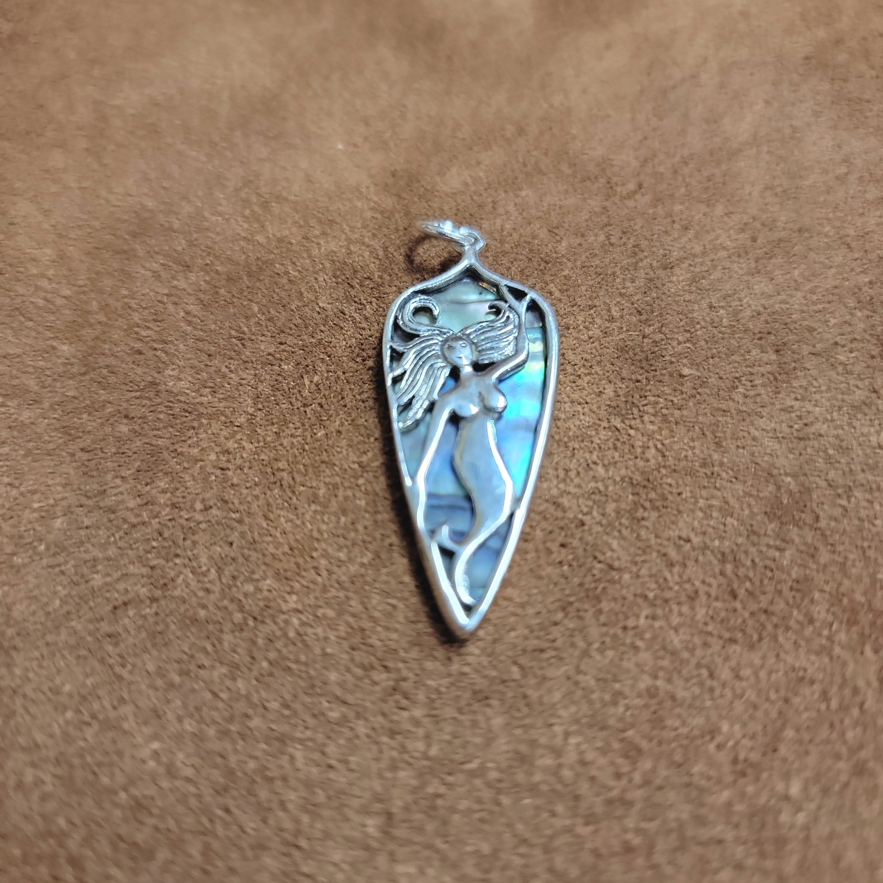 Vera Wolf Sterling Silver Pendent Abalone, Mermaid