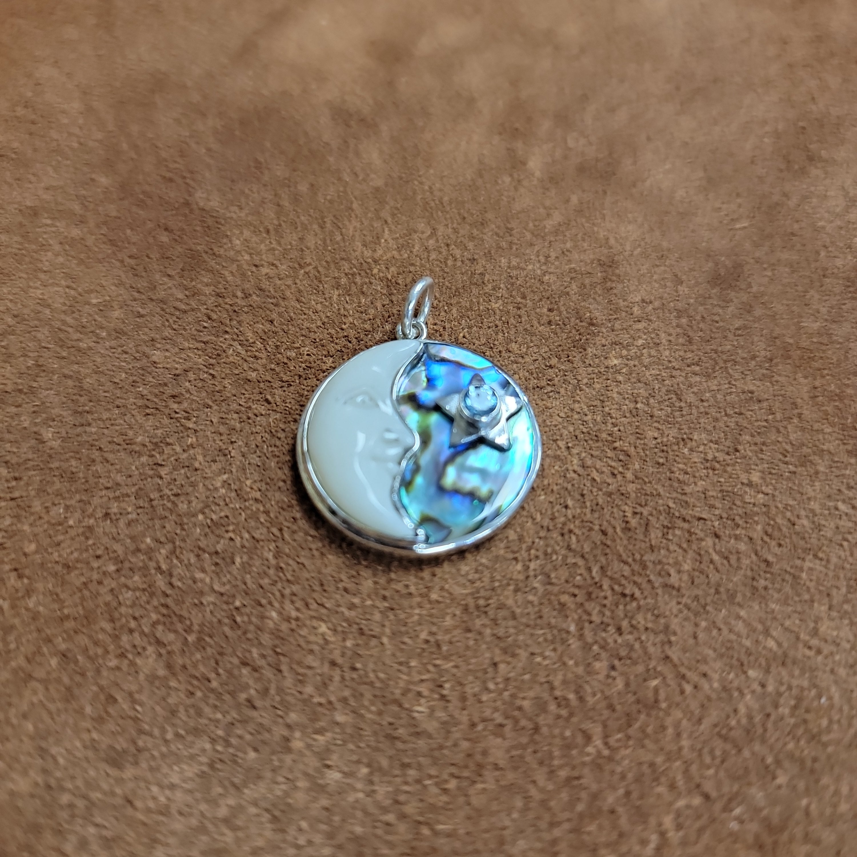 Vera Wolf Sterling Silver Pendent Abalone, Moon