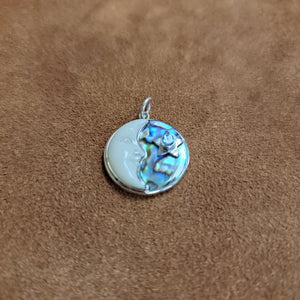 Vera Wolf Sterling Silver Pendent Abalone, Moon