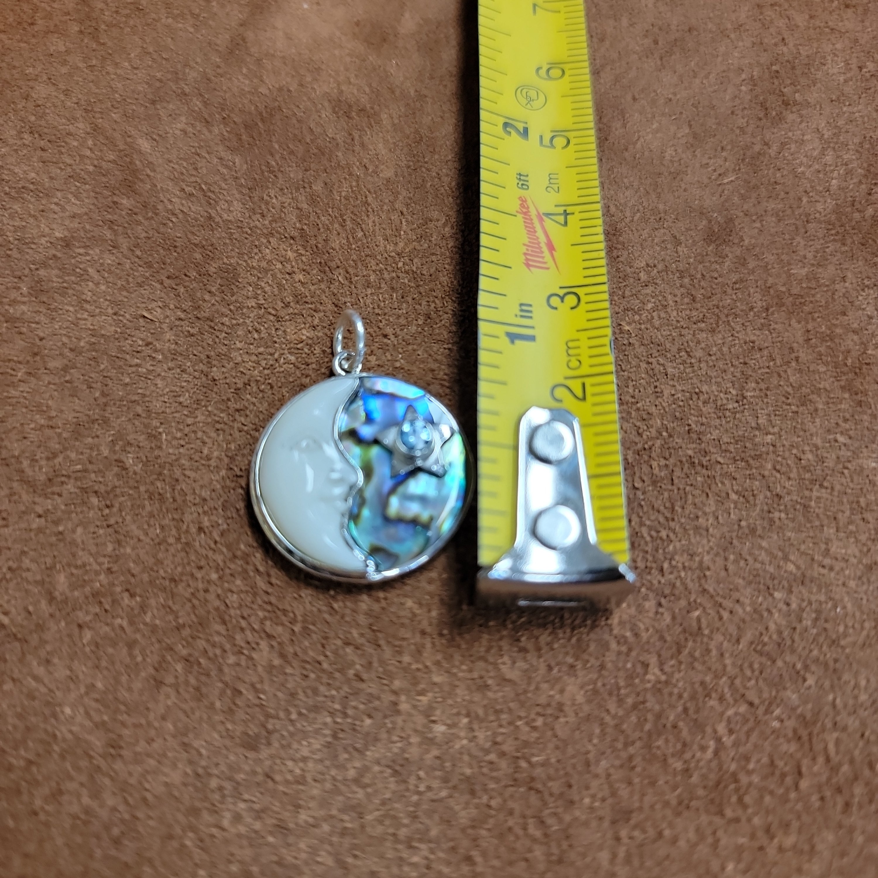 Vera Wolf Sterling Silver Pendent Abalone, Moon