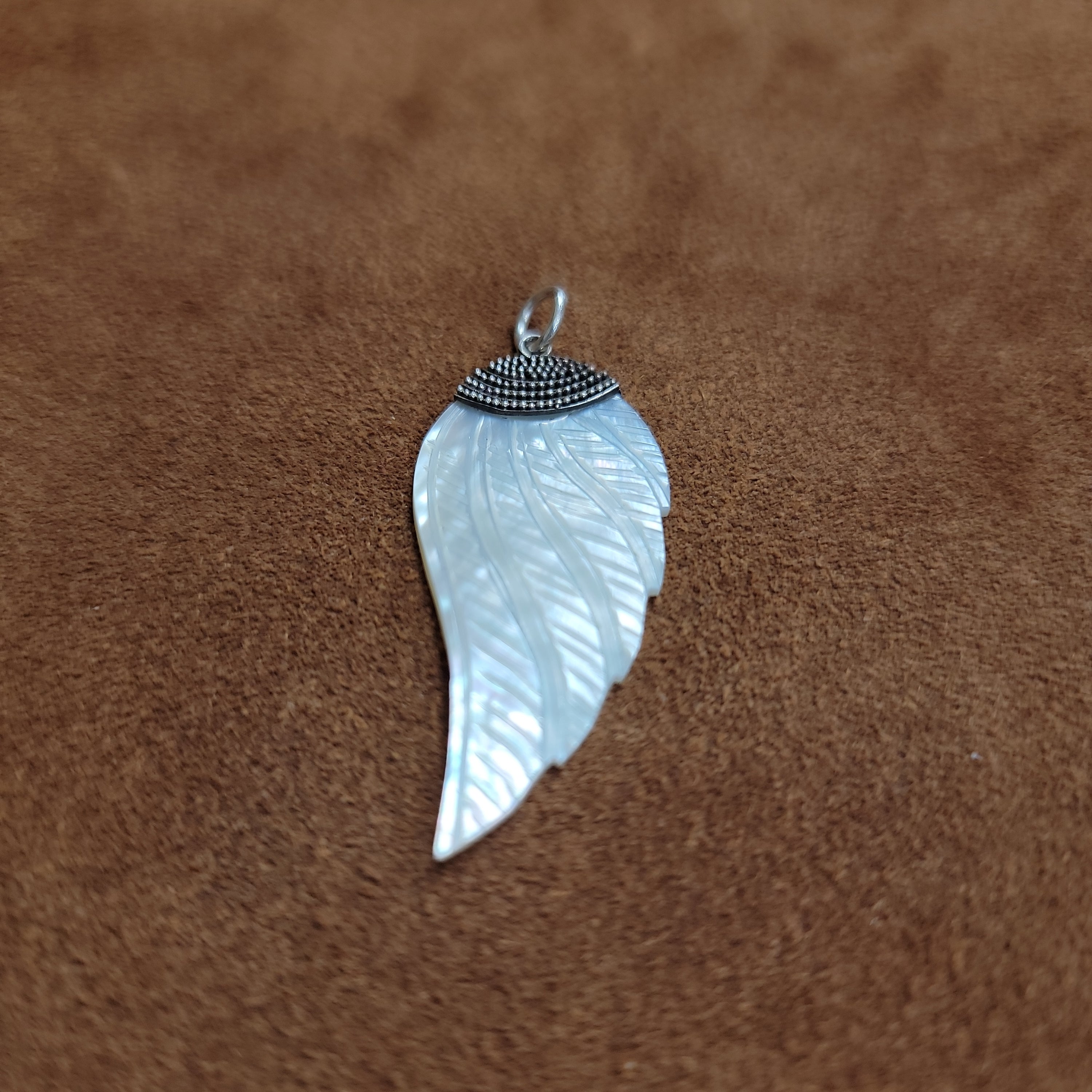 Vera Wolf Sterling Silver Pendent mother of Pearl Wing