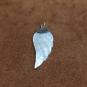 Vera Wolf Sterling Silver Pendent mother of Pearl Wing