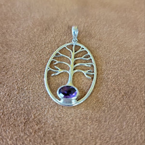 Vera Wolf Sterling Silver Pendent Tree with Amethyst
