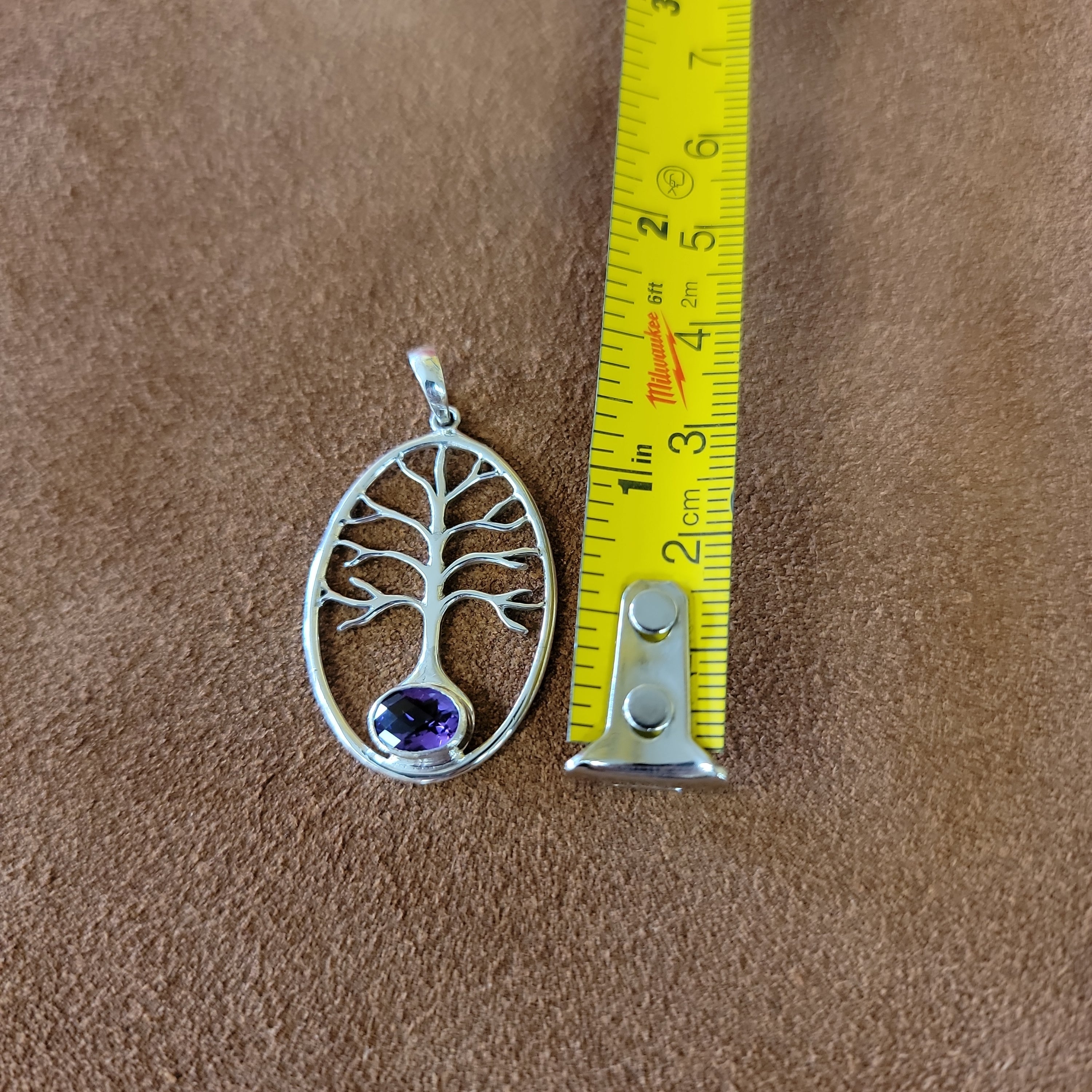 Vera Wolf Sterling Silver Pendent Tree with Amethyst