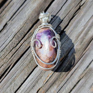 Sterling Silver Charoite Pendent Handwrapped by Catherine Saxton