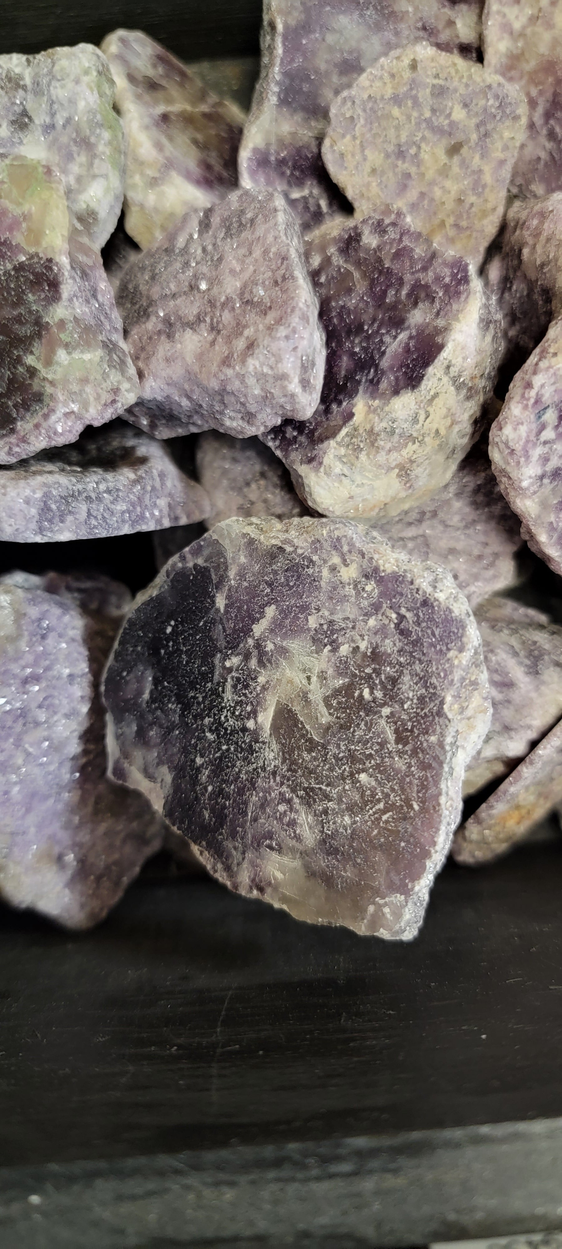 Lepiodolite Raw and polished on one side