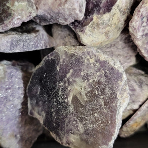 Lepiodolite Raw and polished on one side