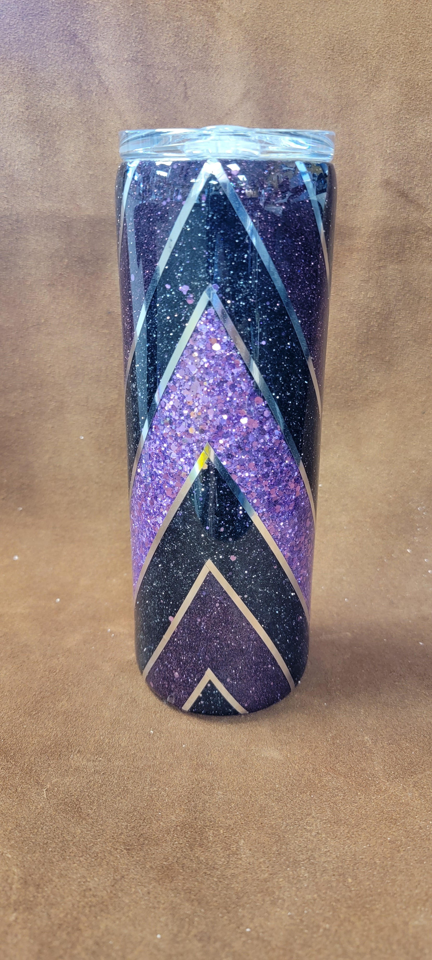 Glitter V shaped Pirple 20 oz Slim Tumbler