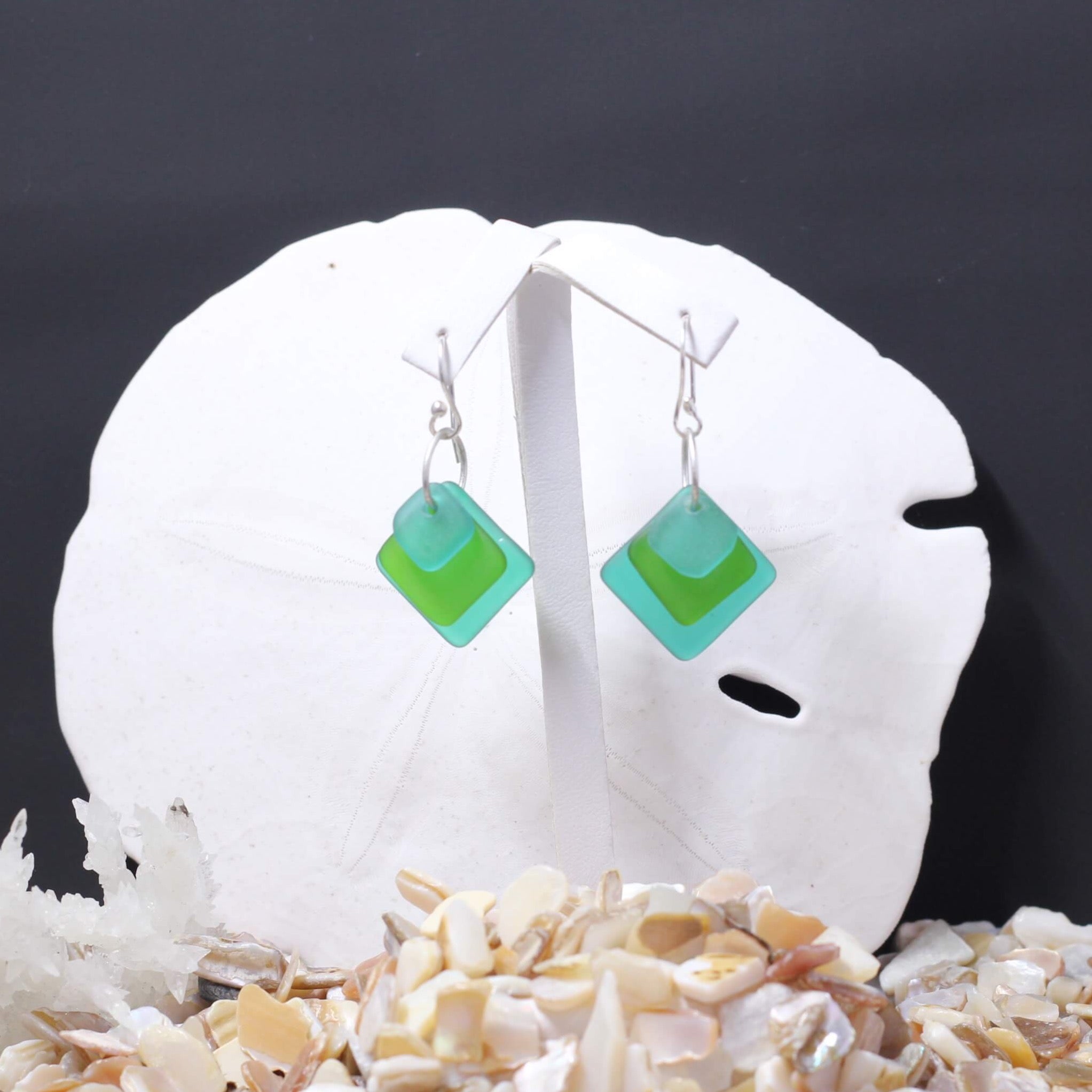 Multi Color Sea Glass Earrings