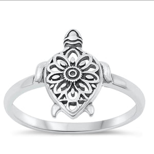 Sterling Silver Ring Turtle Size 9