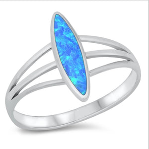 Sterling Silver Ring Lab Opal Size 7